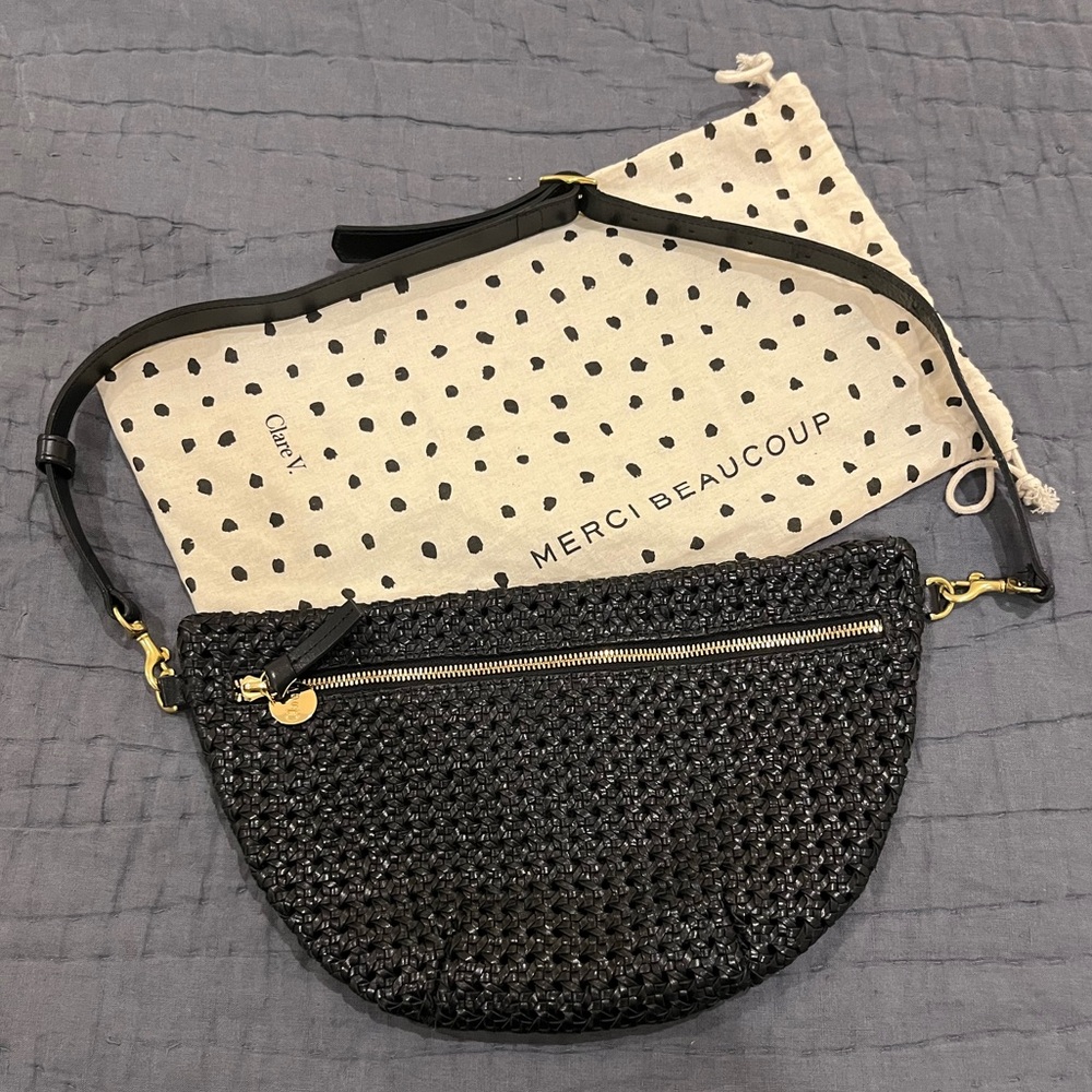 Clare V. Grande Fanny in Black Rattan